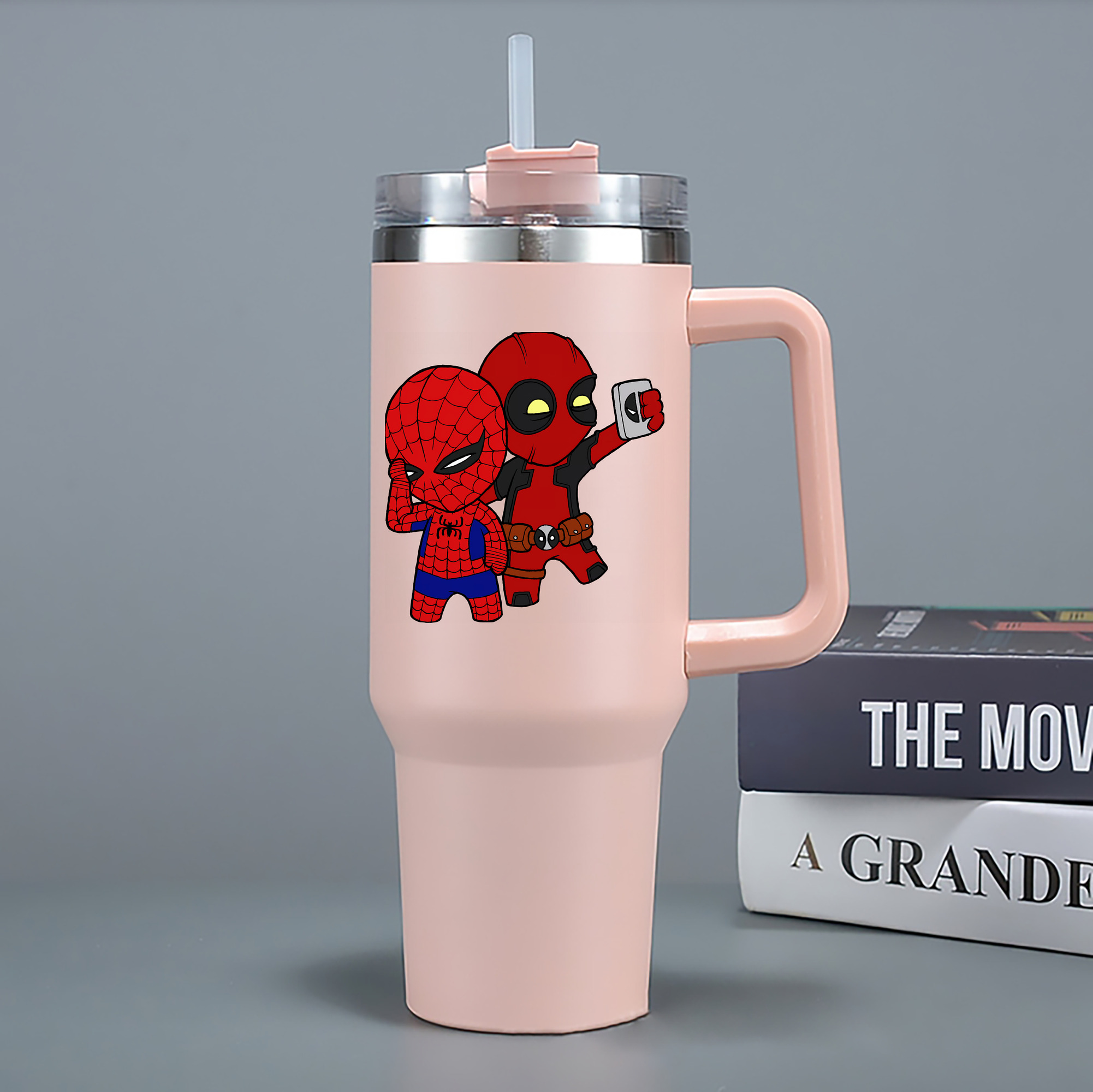 （画像用） Deadpool デッドプール 1200mL車用タンブラー - クリスタルステッカー（プラスチックストロー付き）